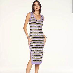 Ramy Brook Nori Scallop Cotton Blend Knit Dress in Purple/Green